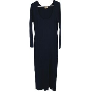 Open Edit Ribbed Knit‎ Long Sleeve Midi Dress Bodycon with Slit XL
